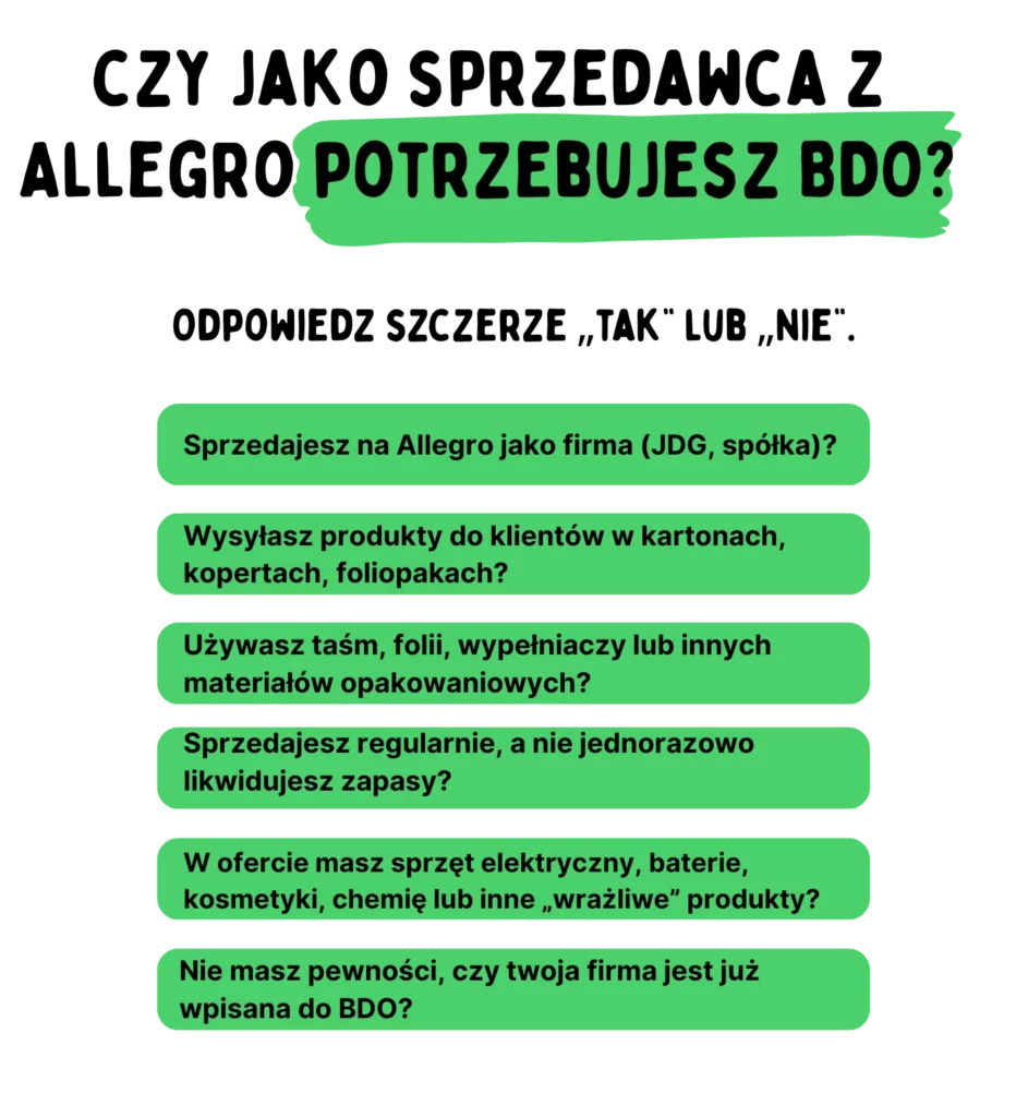 czy sprzedając na Allegro muszę mieć BDO | Ekologistyka24